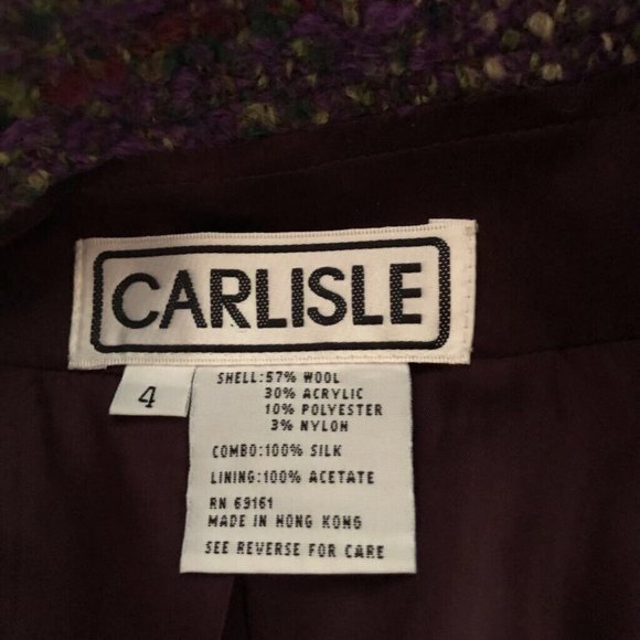 Carlisle Womens Jacket Burgundy Black Abstract Velvet Lined Collar Vintage 4 New - Picture 9 of 12